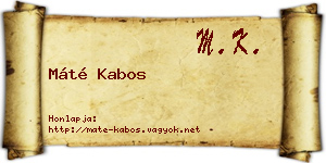 Máté Kabos névjegykártya